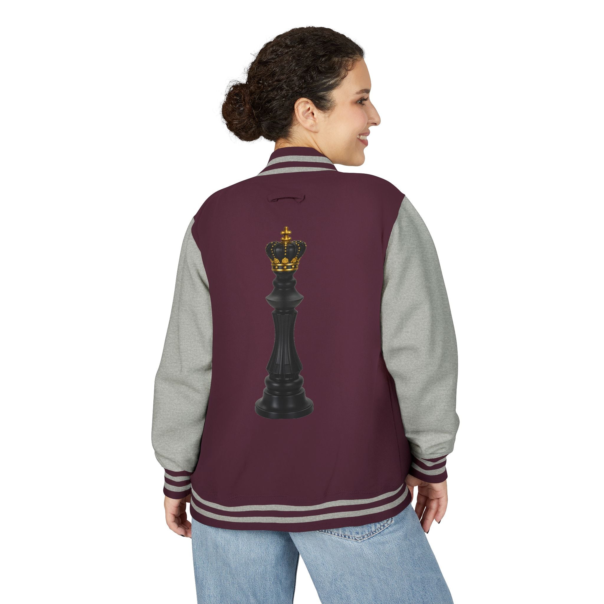 Gifted not Rented Logo Chest Crowned King Icon Letterman Jacket $95