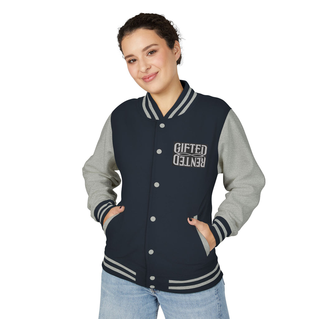 Gifted not Rented Logo Chest Crowned King Icon Letterman Jacket $95