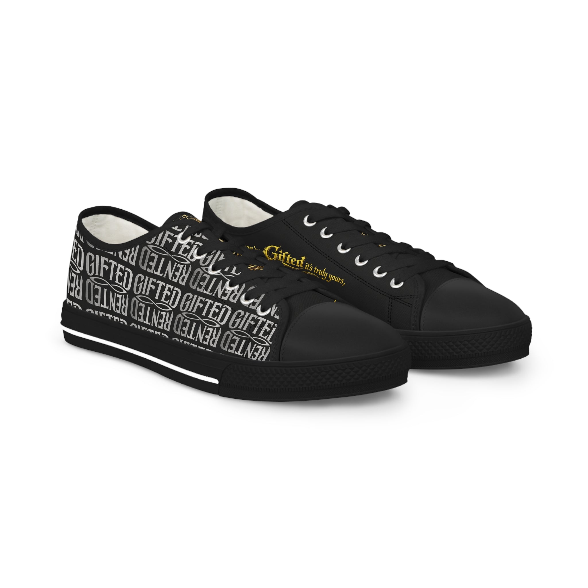 Luxury Graphic Low-Top Sneakers — “Gifted / Rented” Statement $65.00