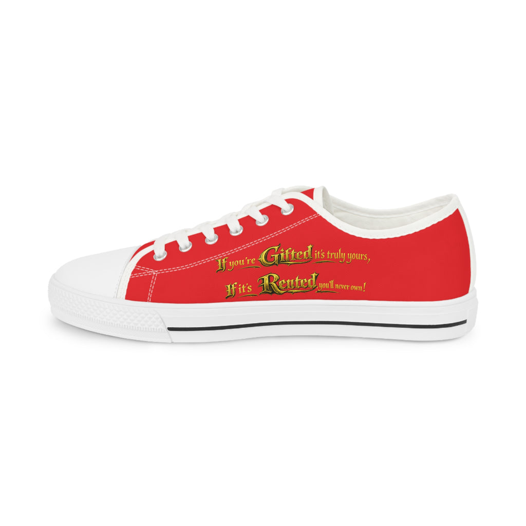 Luxury Graphic Low-Top Sneakers — “Gifted / Rented” Statement $65.00