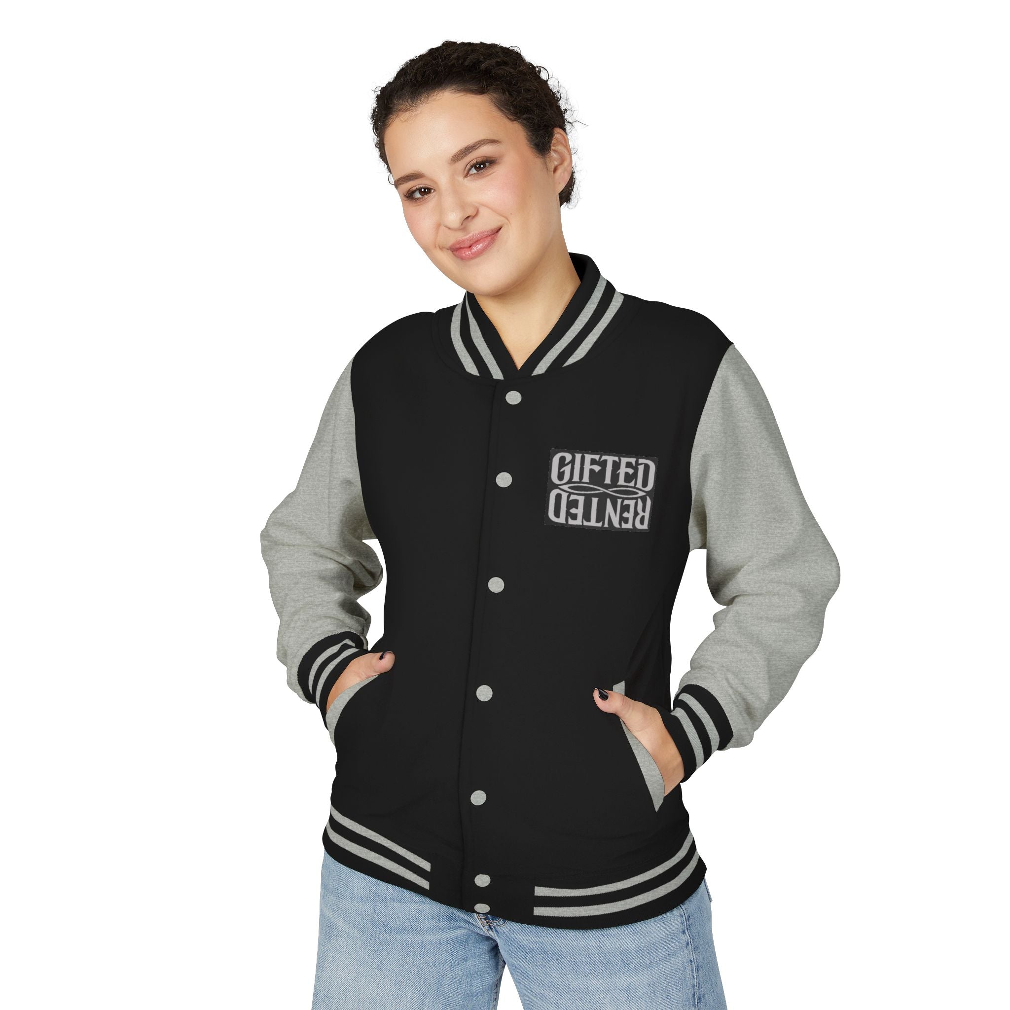 Gifted not Rented Logo Chest Crowned King Icon Letterman Jacket $95