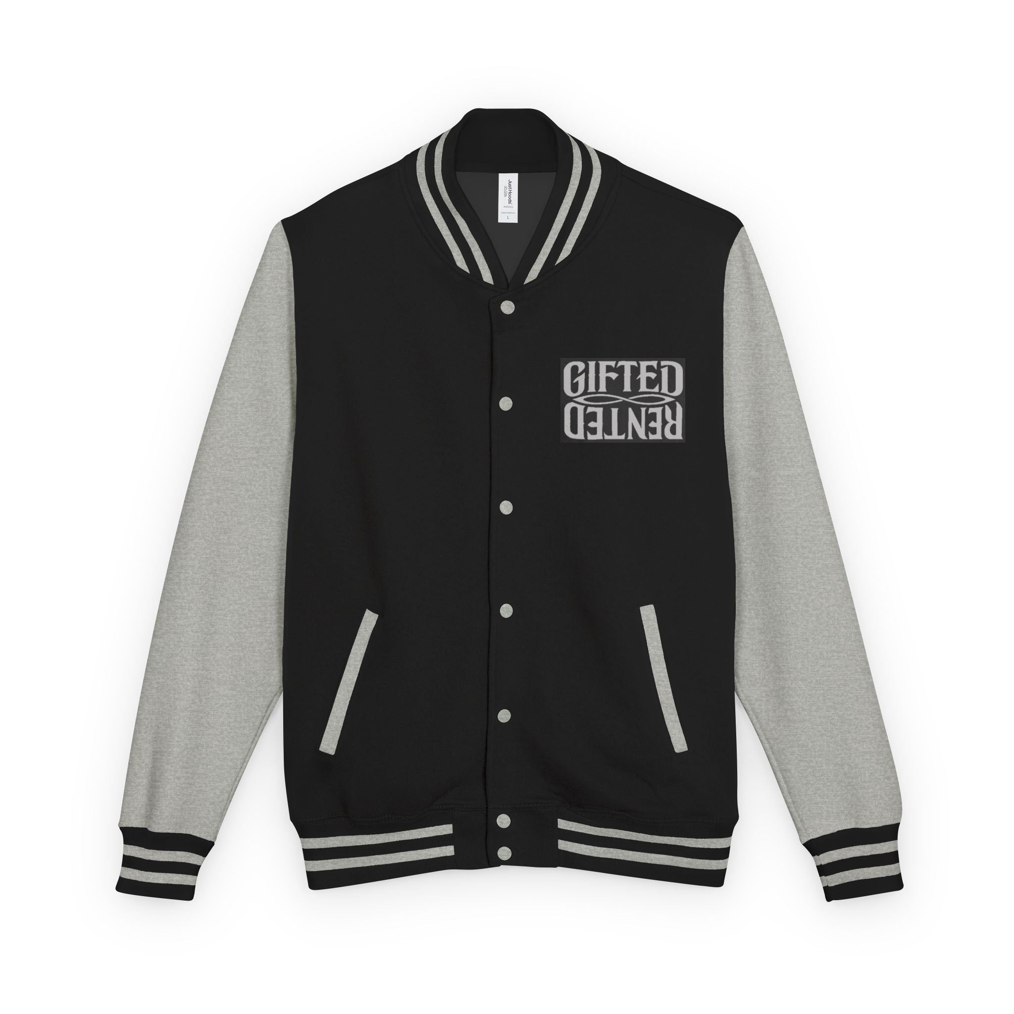 Gifted not Rented Logo Chest Crowned King Icon Letterman Jacket $95
