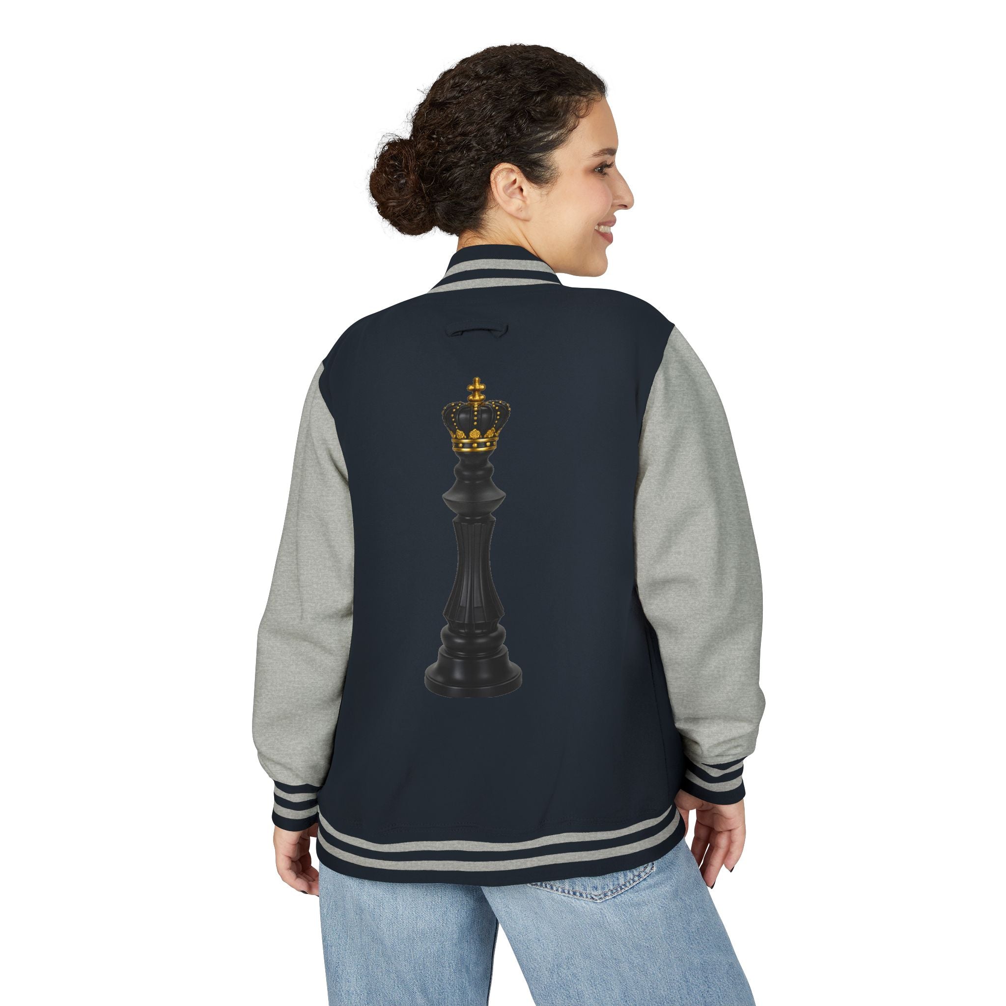 Gifted not Rented Logo Chest Crowned King Icon Letterman Jacket $95