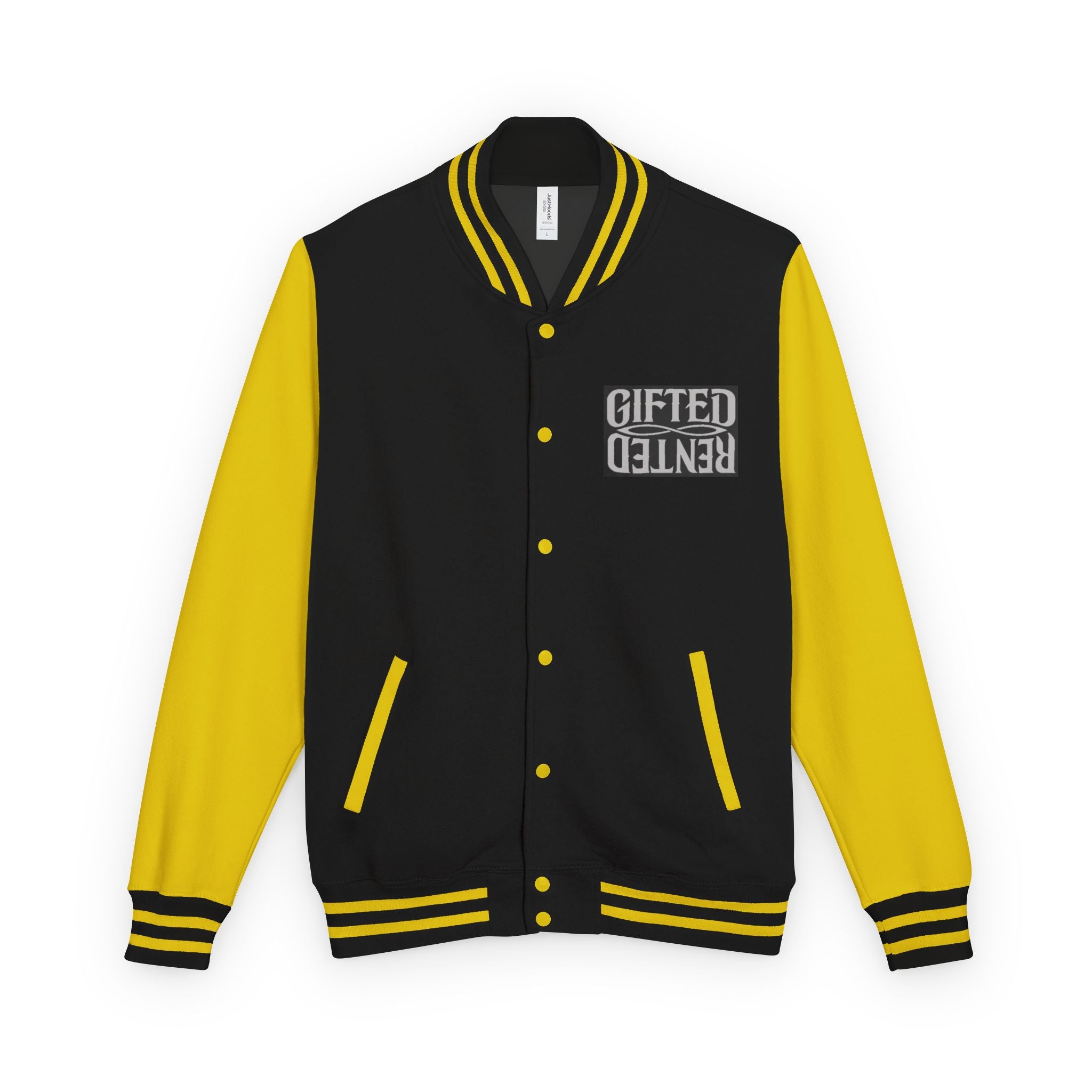 Gifted not Rented Logo Chest Crowned King Icon Letterman Jacket $95
