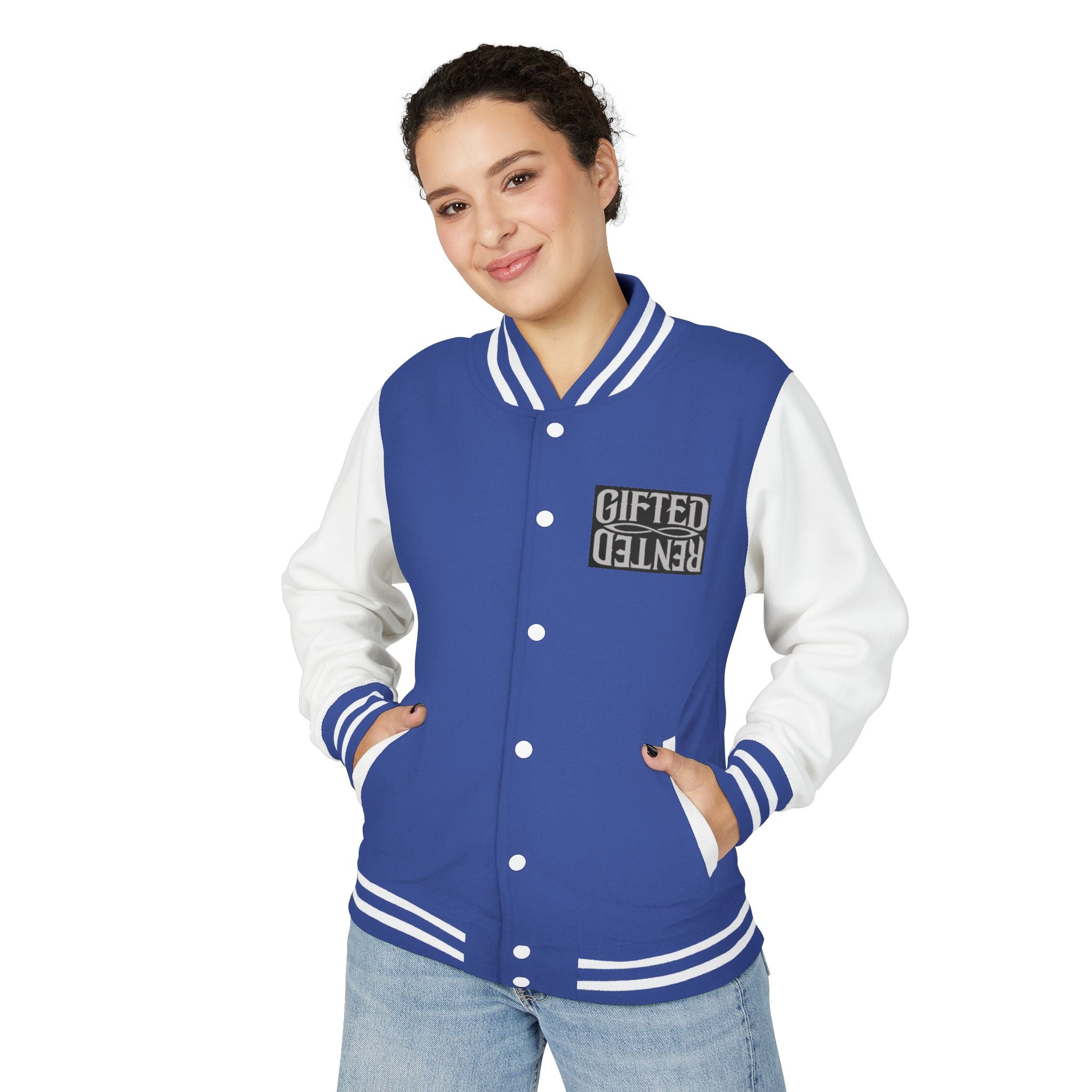 Gifted not Rented Logo Chest Crowned King Icon Letterman Jacket $95