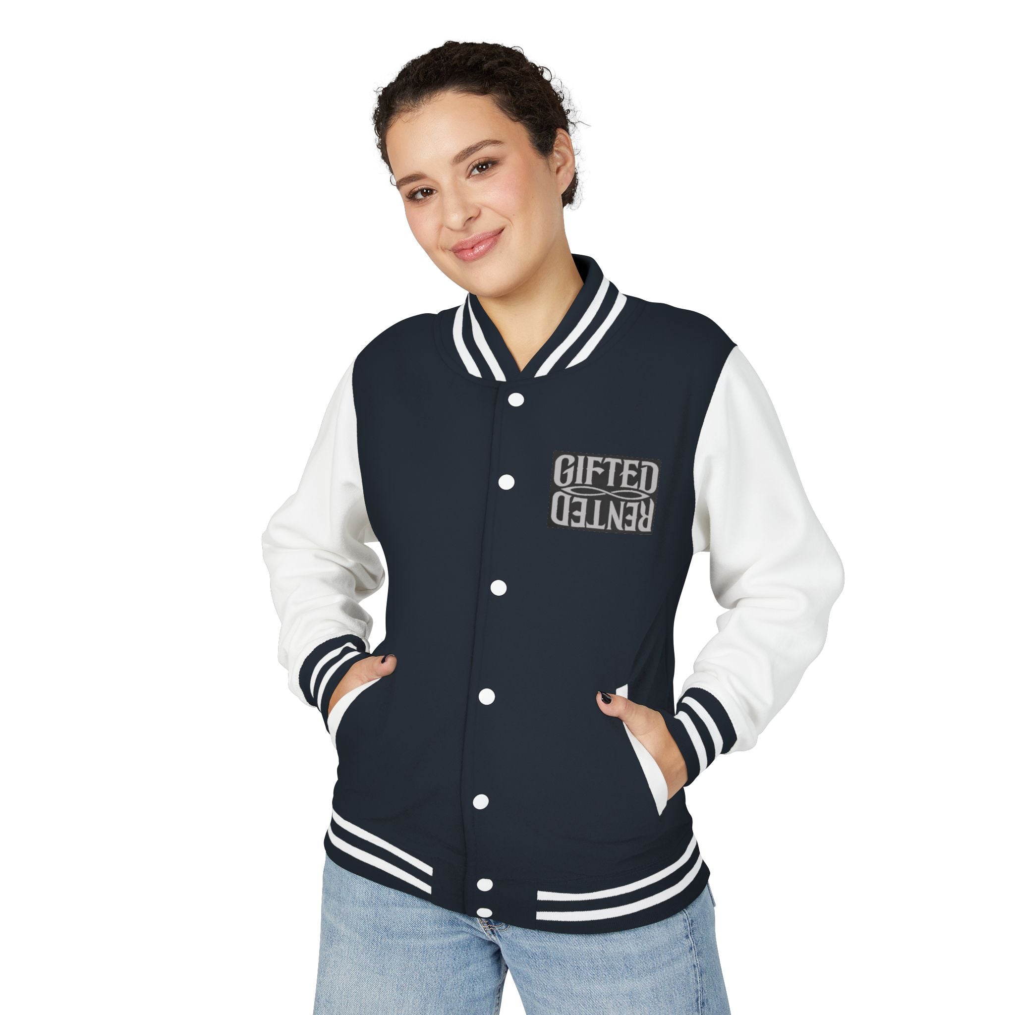 Gifted not Rented Logo Chest Crowned King Icon Letterman Jacket $95