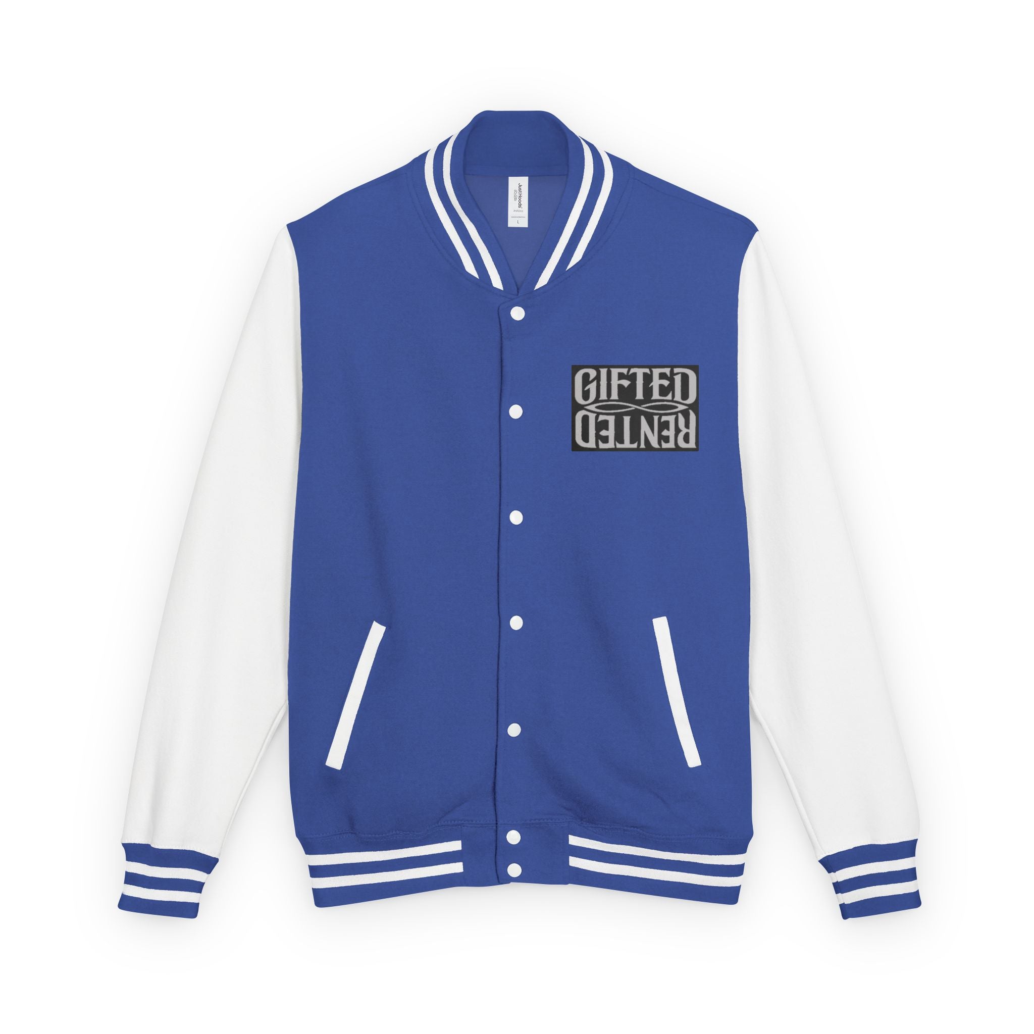 Gifted not Rented Logo Chest Crowned King Icon Letterman Jacket $95