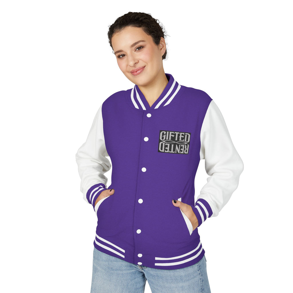 Gifted not Rented Logo Chest Crowned King Icon Letterman Jacket $95