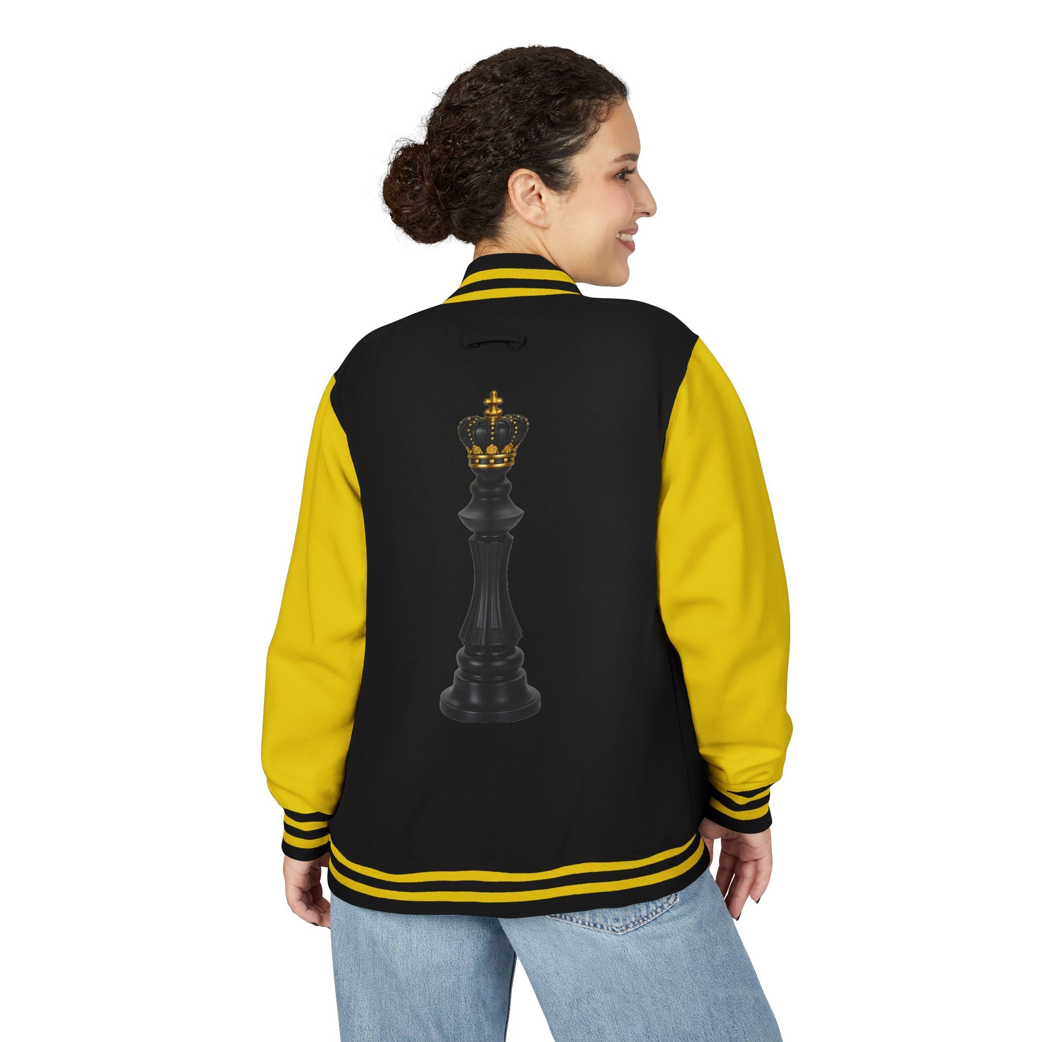 Gifted not Rented Logo Chest Crowned King Icon Letterman Jacket $95