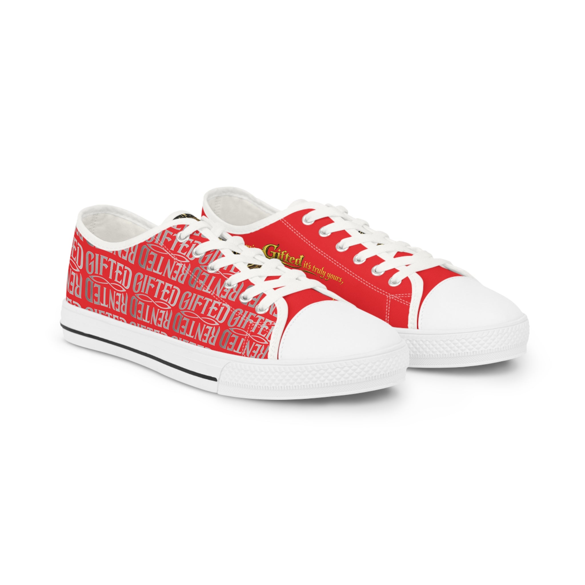 Luxury Graphic Low-Top Sneakers — “Gifted / Rented” Statement $65.00