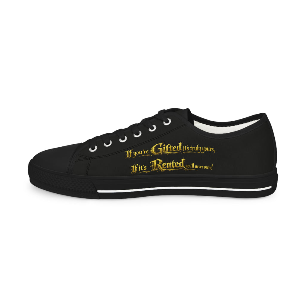 Luxury Graphic Low-Top Sneakers — “Gifted / Rented” Statement $65.00
