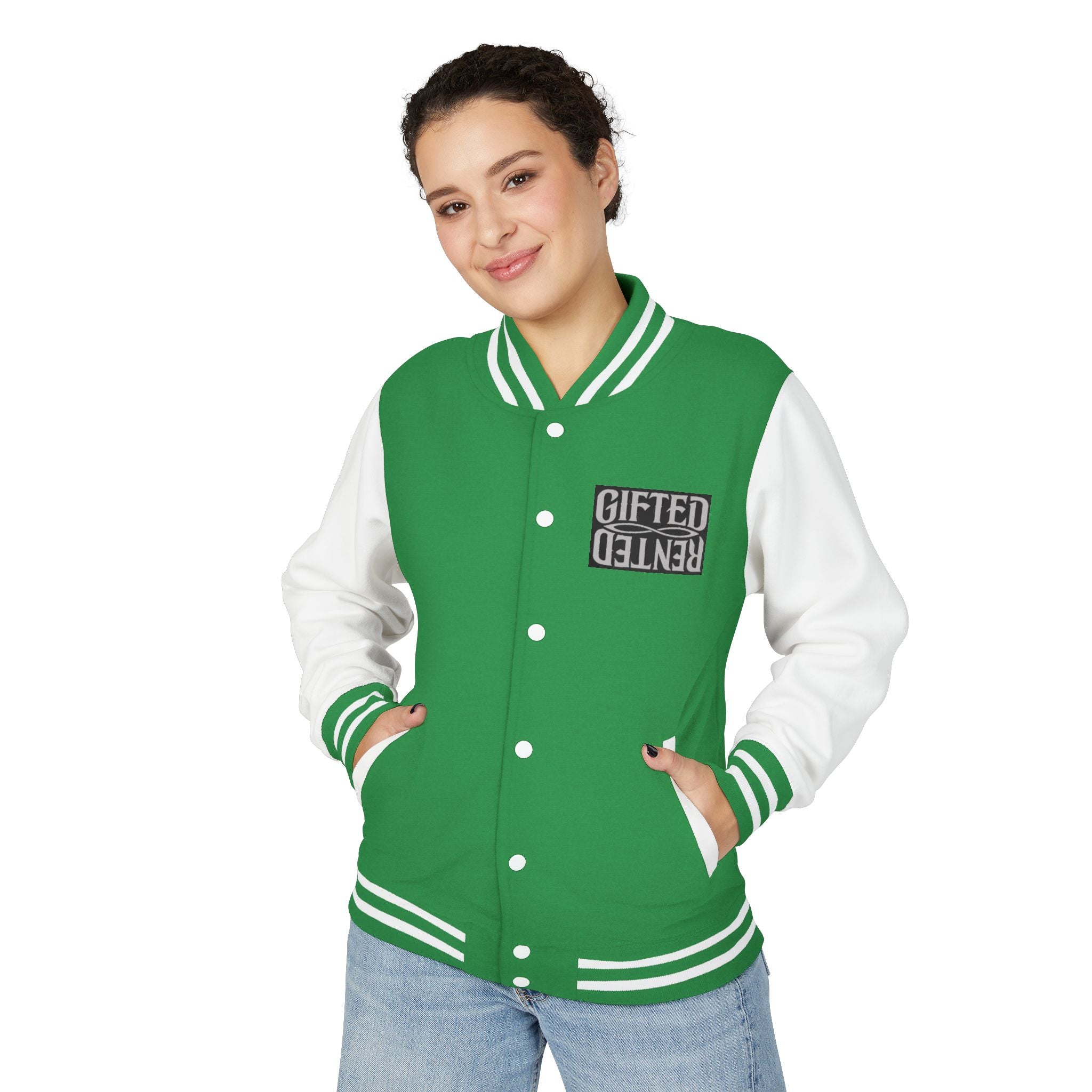 Gifted not Rented Logo Chest Crowned King Icon Letterman Jacket $95