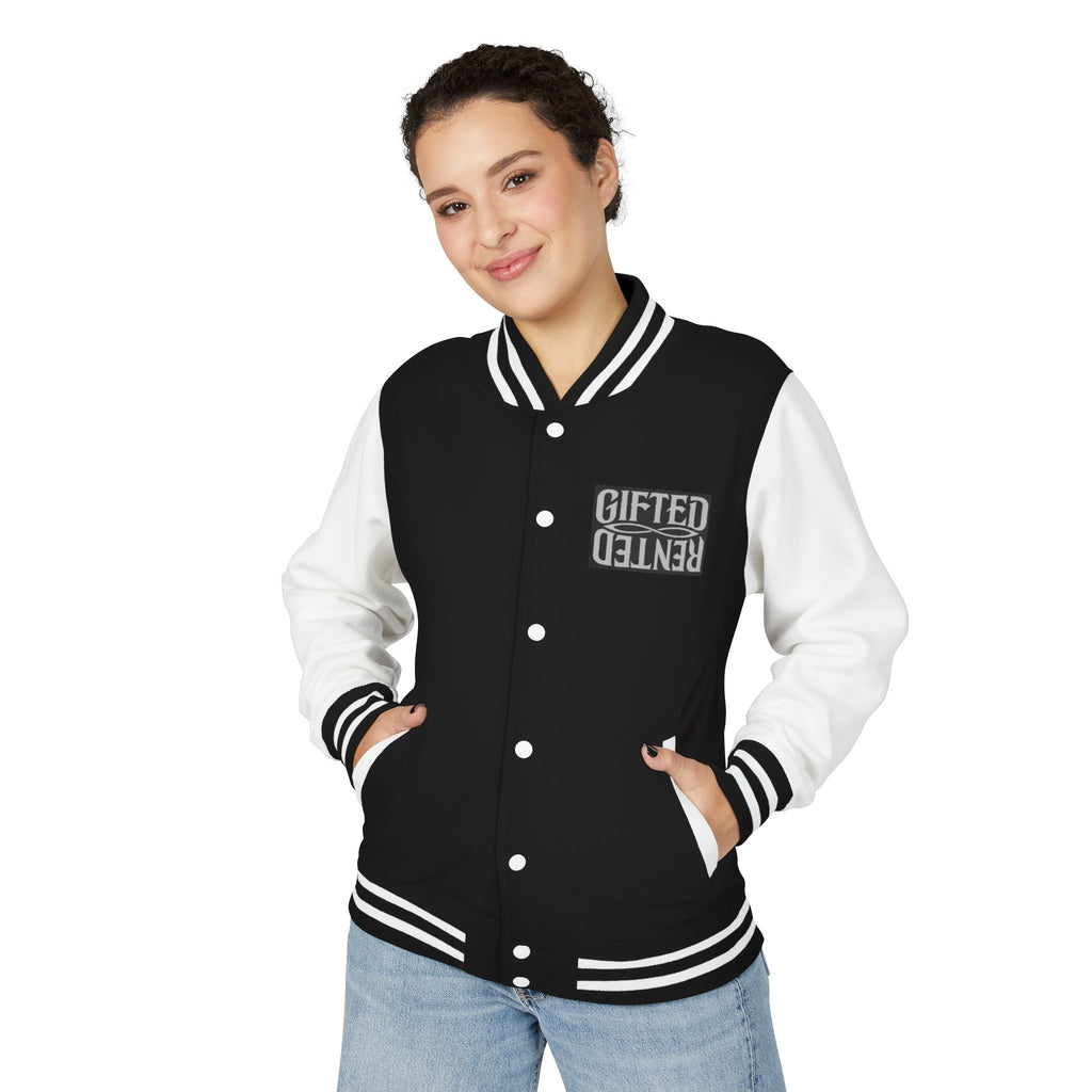 Gifted not Rented Logo Chest Crowned King Icon Letterman Jacket $95
