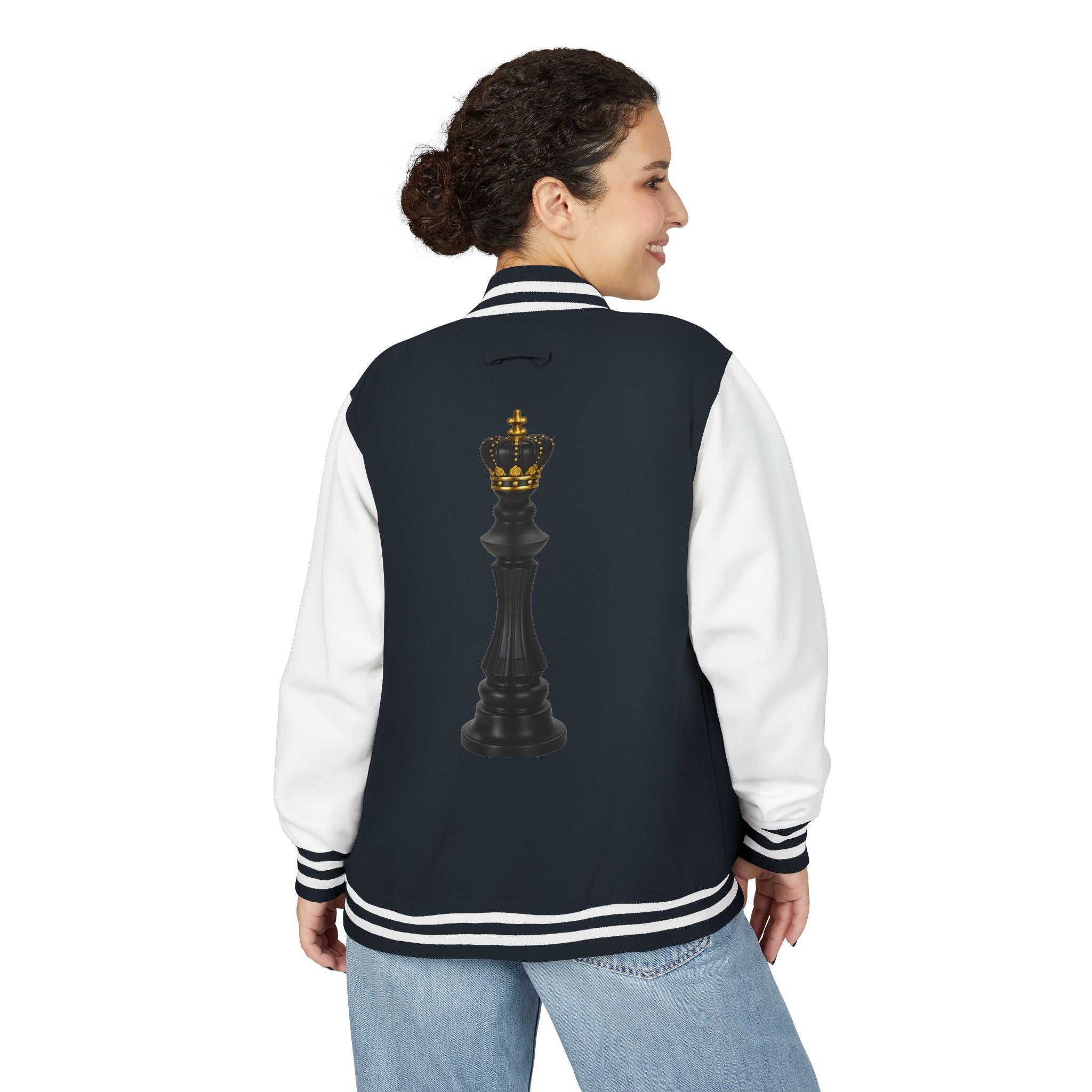 Gifted not Rented Logo Chest Crowned King Icon Letterman Jacket $95