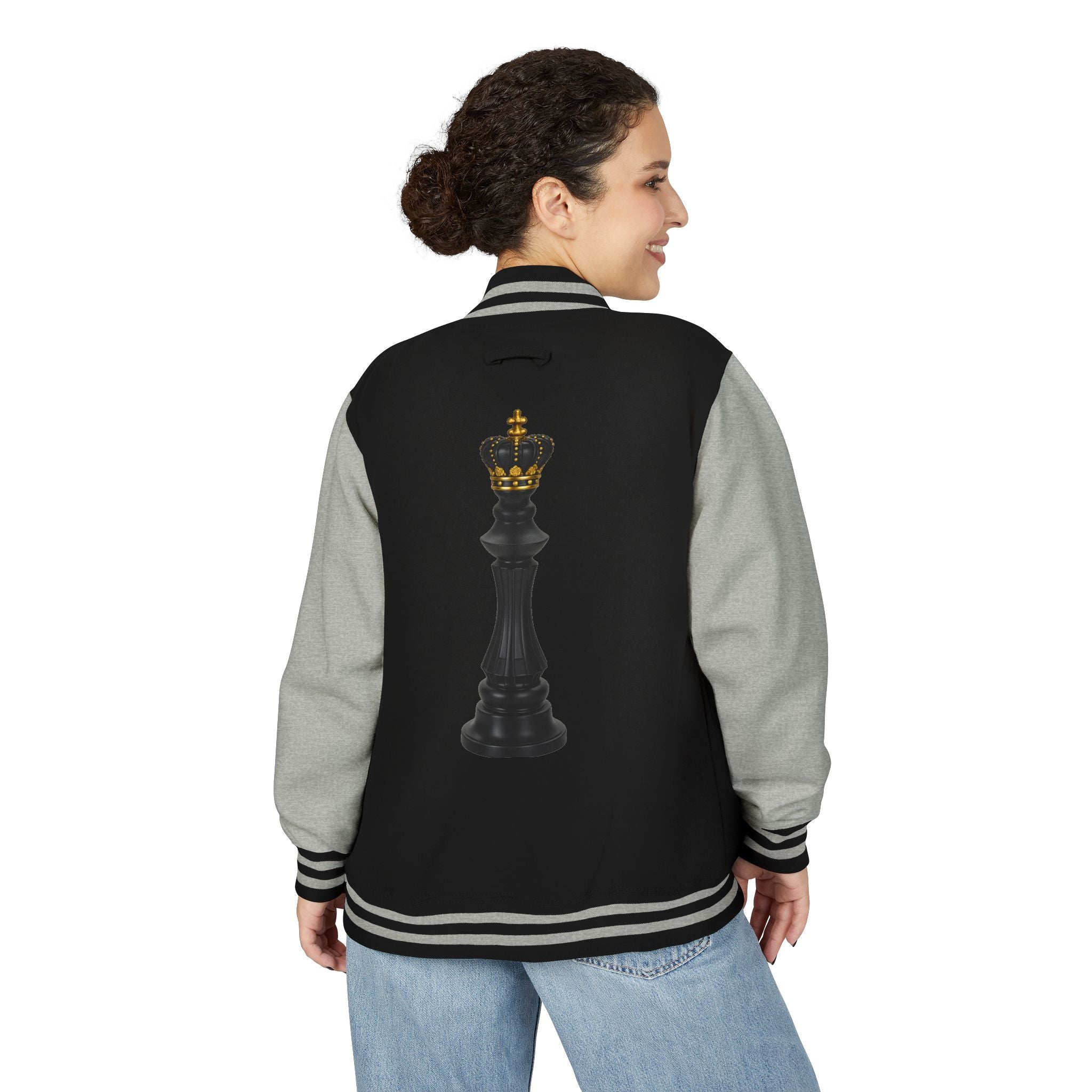 Gifted not Rented Logo Chest Crowned King Icon Letterman Jacket $95