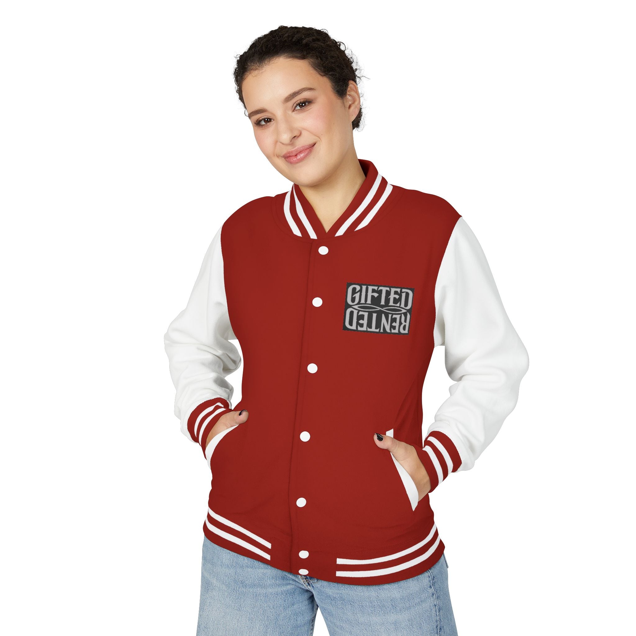Gifted not Rented Logo Chest Crowned King Icon Letterman Jacket $95