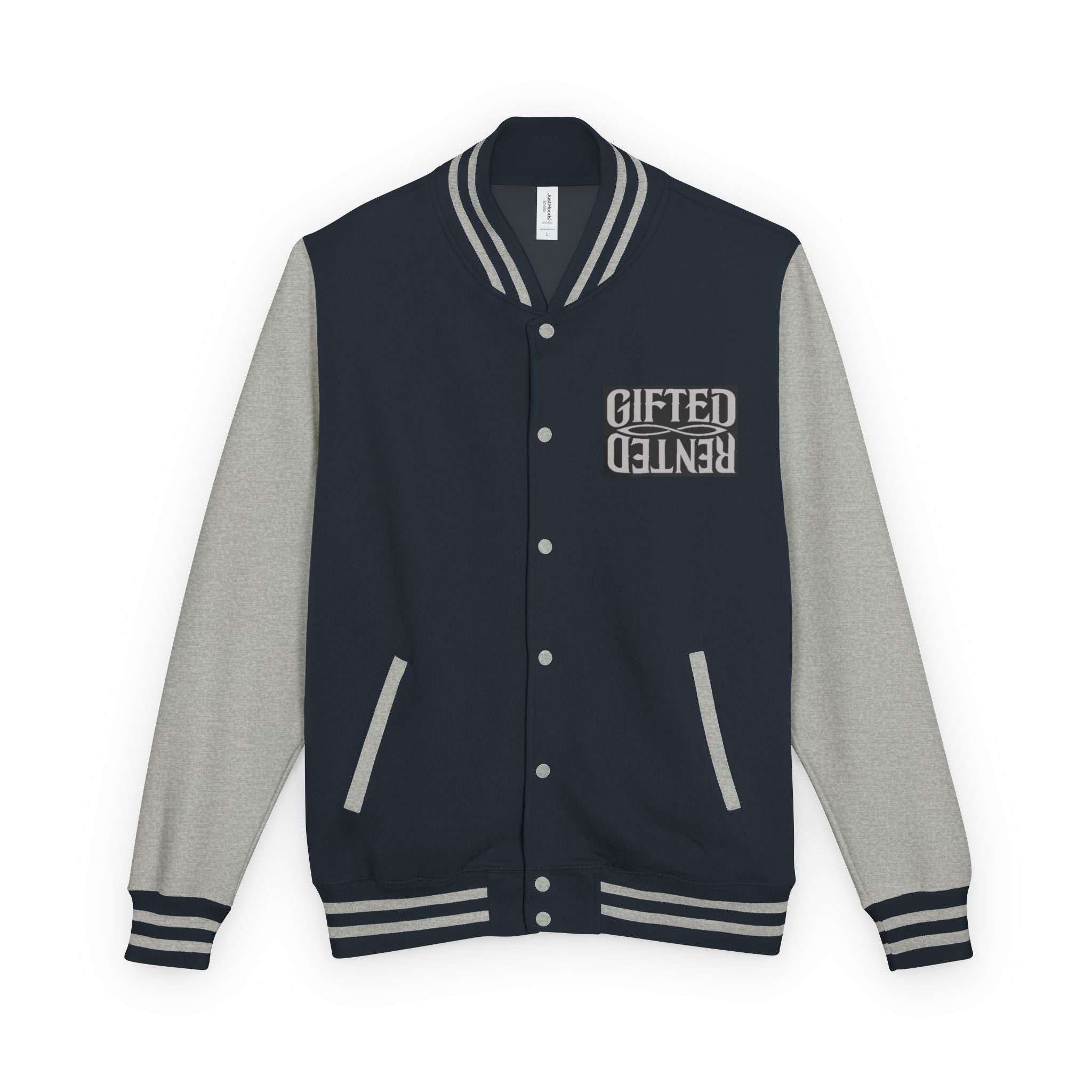 Gifted not Rented Logo Chest Crowned King Icon Letterman Jacket $95