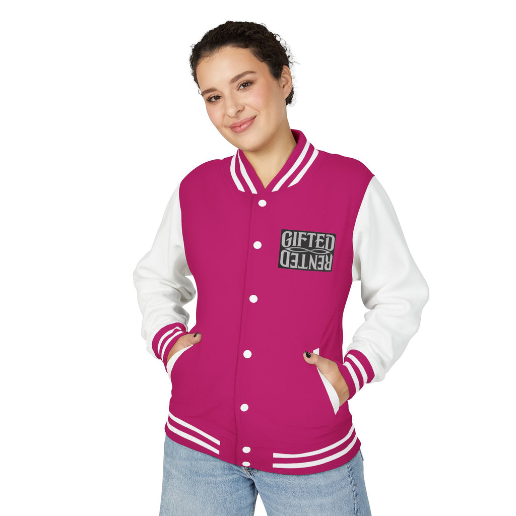 Gifted not Rented Logo Chest Crowned King Icon Letterman Jacket $95