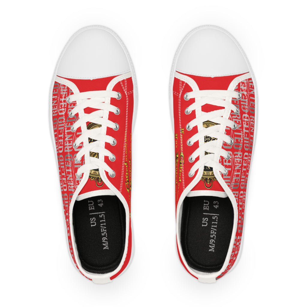 Luxury Graphic Low-Top Sneakers — “Gifted / Rented” Statement $65.00