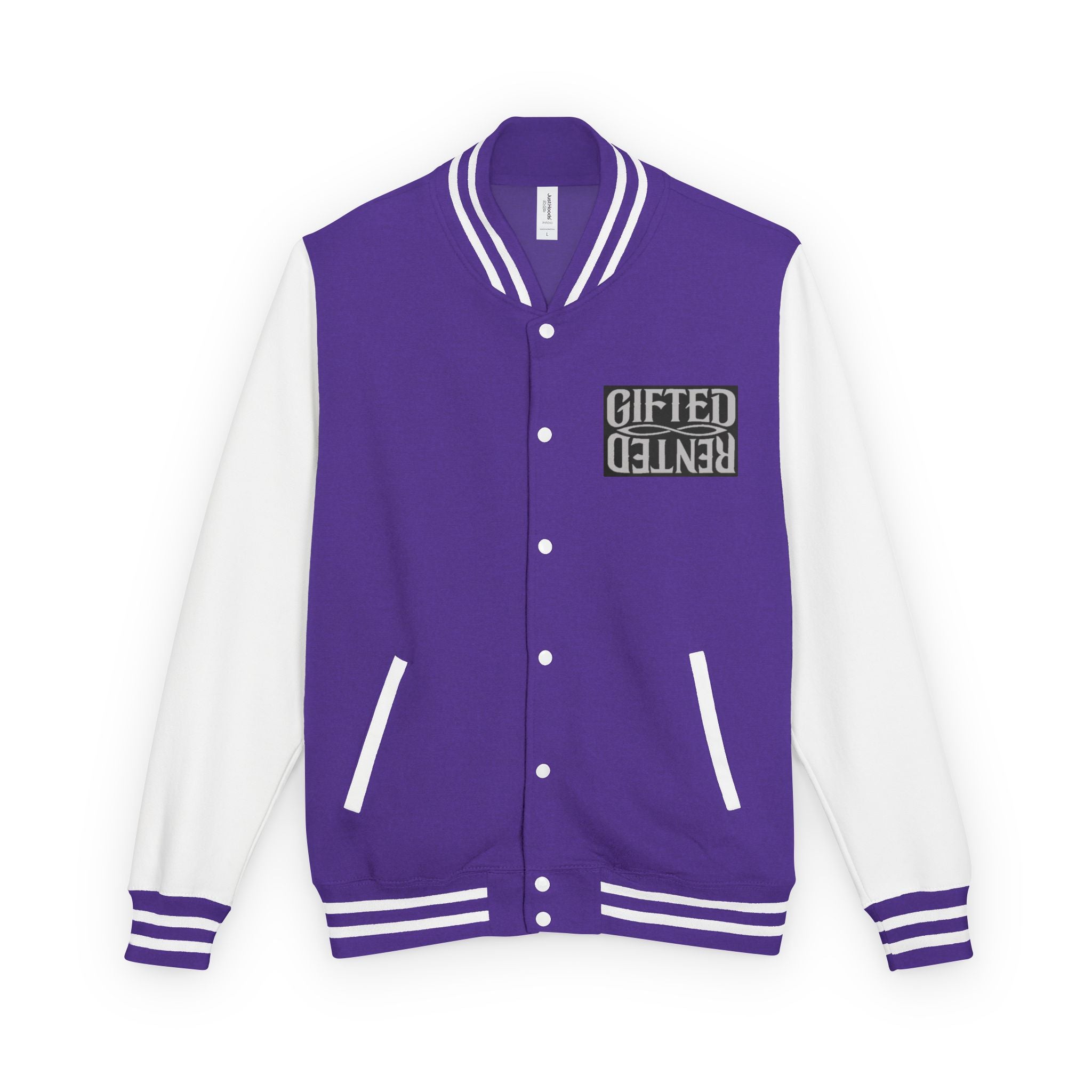Gifted not Rented Logo Chest Crowned King Icon Letterman Jacket $95