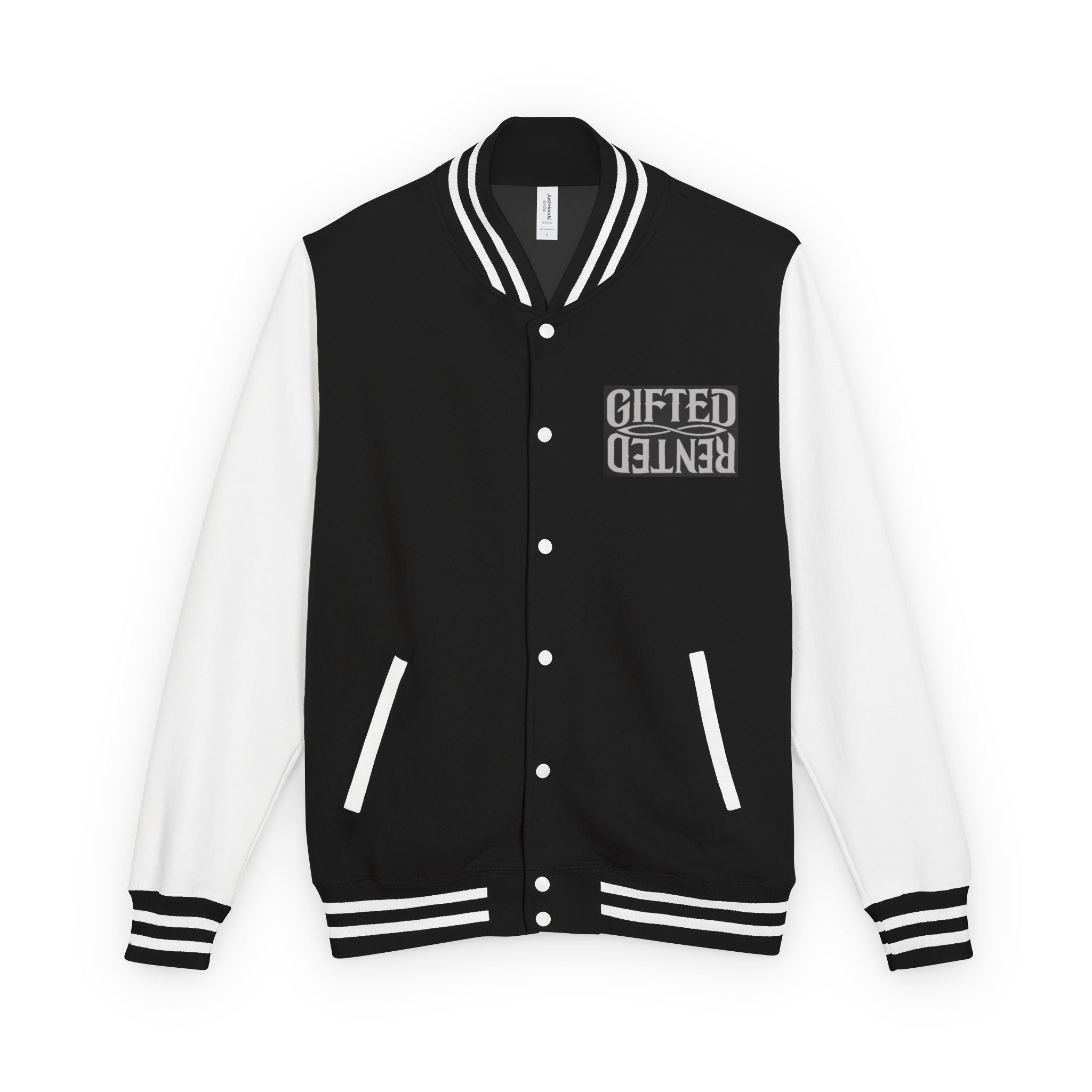 Gifted not Rented Logo Chest Crowned King Icon Letterman Jacket $95