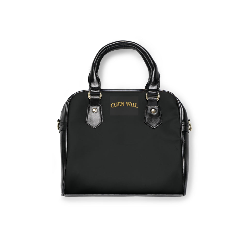 Minimal Black Shoulder Handbag with Crown Accent | Structured Everyday Purse by Clien Wil
