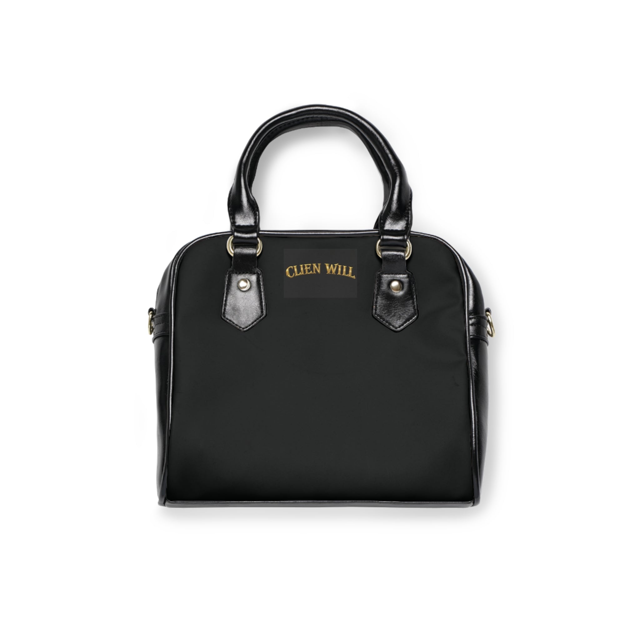 Minimal Black Shoulder Handbag with Crown Accent | Structured Everyday Purse by Clien Wil